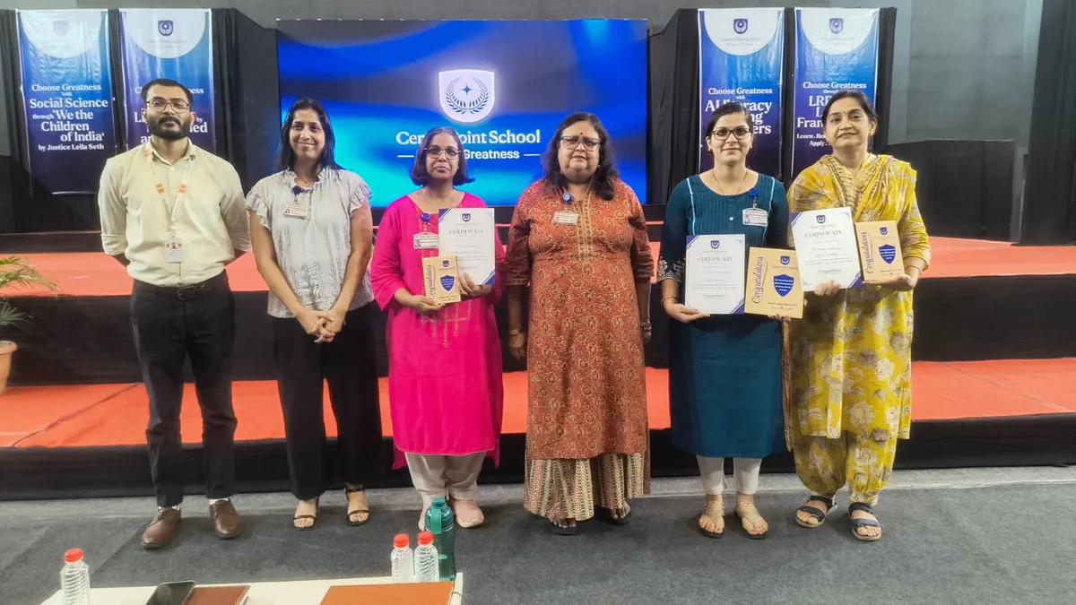 CPS (Katol Road) staff at Annual Training Programme on Health and Safety, with Safety Quiz winners holding certificates and plaques on stage.