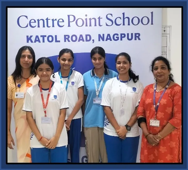 Group photo of girl students and women in front of CPS (Katol Road) banner